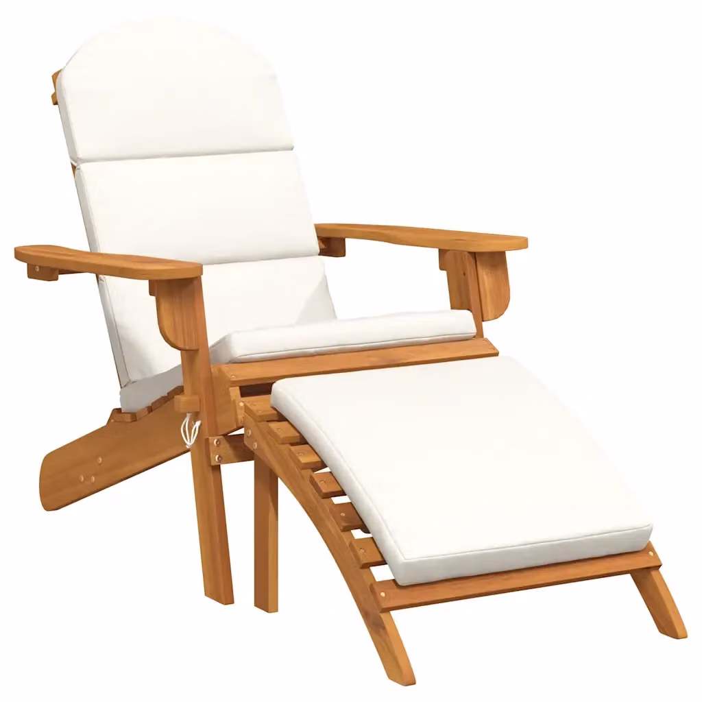 Sedia Adirondack da giardino vidaXL in legno di acacia con cuscini bianchi – 2