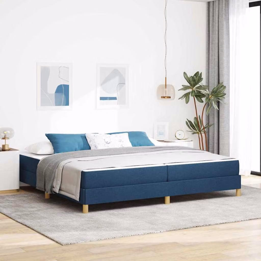 Maison Exclusive - Letto boxspring con materasso blu 200 x 200 cm Tessuto