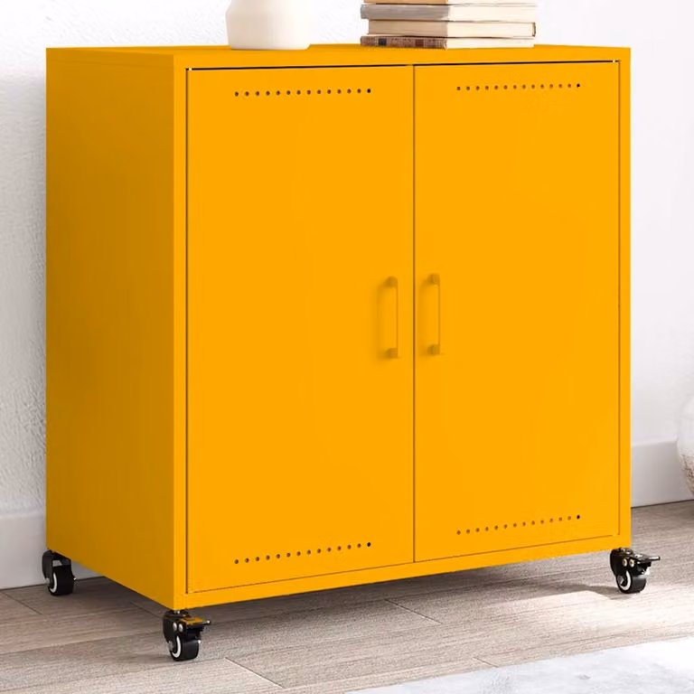 vidaXL Credenza Giallo Senape 68x39x72 cm in Acciaio