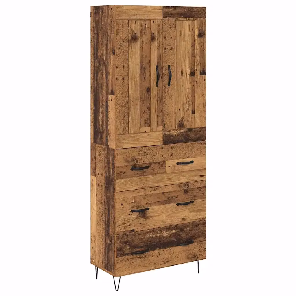 Credenza moderna vidaXL in legno e metallo color marrone L: 69,5 cm, P: 34 cm, H: 180 cm – 2