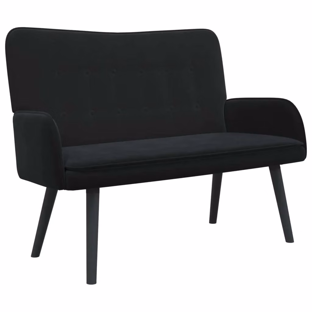 Divano a 2 posti moderno vidaXL in velluto nero e marrone L: 115 cm, P: 61 cm, H: 87 cm – 2