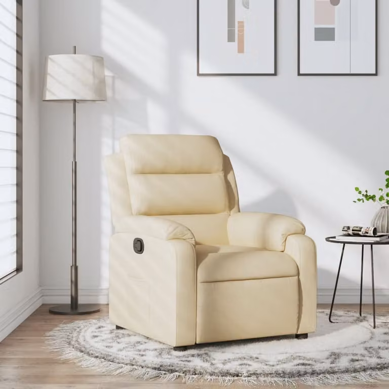 vidaXL Poltrona Reclinabile Relax in Tessuto Beige con Braccioli e Sistema di Reclinazione Manuale