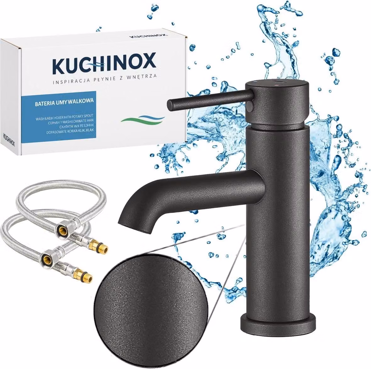 Miscelatore moderno per lavabo in acciaio inox grafite, miscelatore monocomando, facile da pulire, resistente alla corrosione
