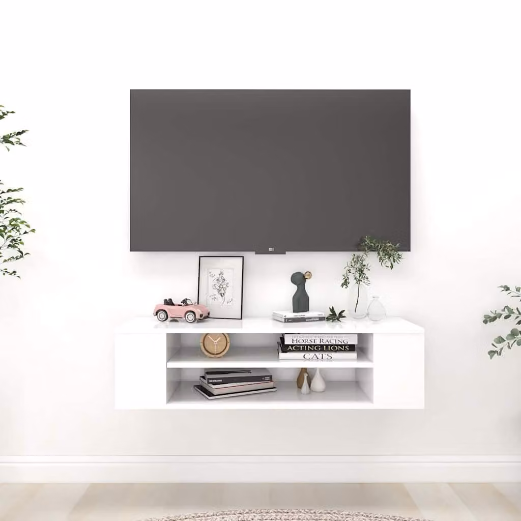 vidaXL Mobile Porta TV Sospeso Bianco in Legno Multistrato e MDF L: 100 cm, P: 30 cm, H: 26,5 cm