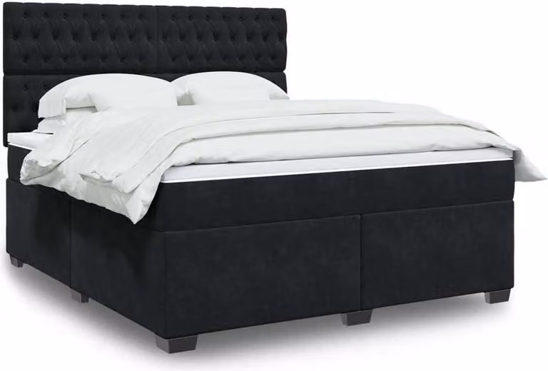 Maison Exclusive - Giroletto a Molle con Materasso Nero 180x200 cm in Velluto