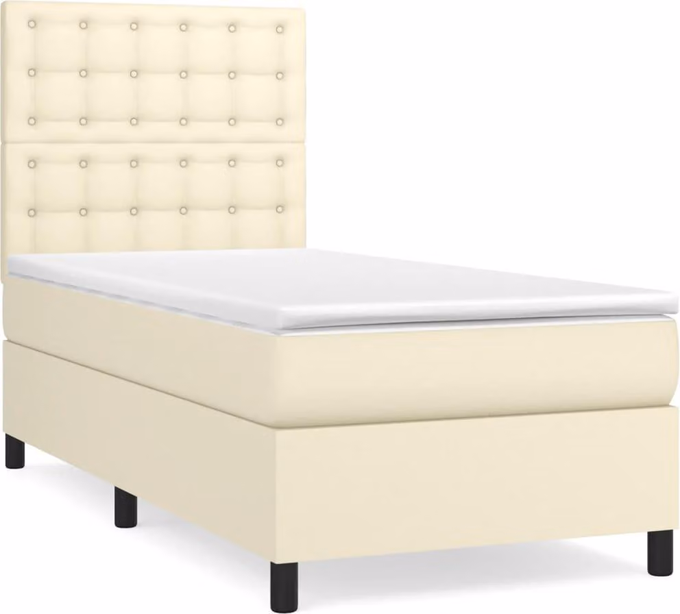 Giroletto a Molle con Materasso Crema 90x200 cm in Pelle finta