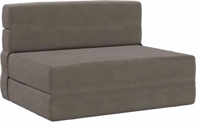 Divano letto singolo pieghevole moderno in tessuto grigio L: 100 cm, P: 80 cm, H: 60 cm