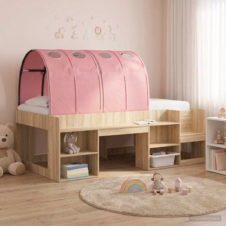 Set di 2 tunnel per letto vidaXL in poliestere rosa per adulti