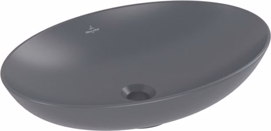Villeroy & Boch Loop&Friends - Lavabo da appoggio, 620x420 mm, con sfioratore, CeramicPlus, Grafite 4A4800i4