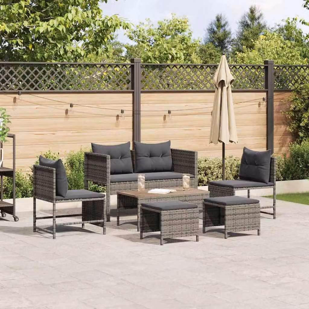 Maison Exclusive - Set da giardino composto da 6 pezzi. Divano da esterno in rattan sintetico, colore grigio e grigio scuro
