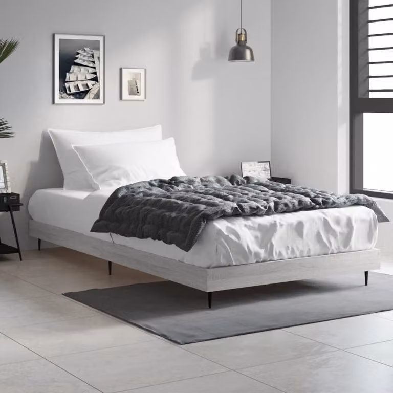 vidaXL Giroletto in Legno Multistrato e Metallo Grigio Sonoma L/P: 100 x 200 cm