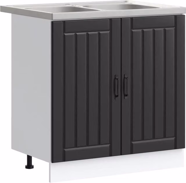 Mobiletto per Lavabo | Armadio Lavabo Lucca 2 pz Nero Legno multistrato