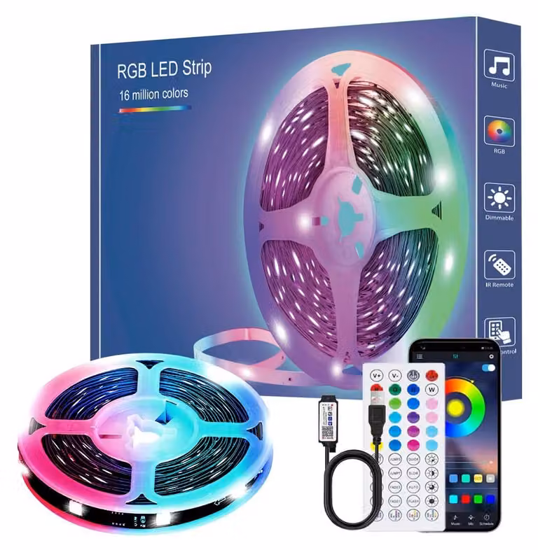 Striscia LED da 2 metri, striscia LED RGB con alimentazione USB, telecomando, modalità musicale e timer