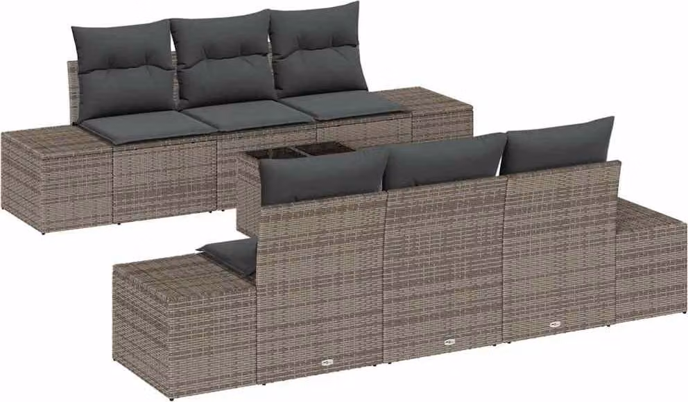 Set Divano da Giardino con cuscino 8 pcs Grigio polyrattan