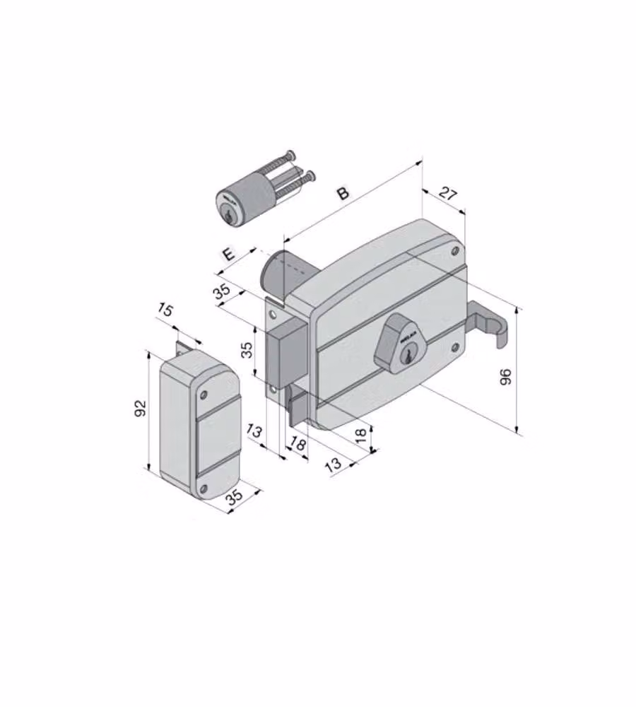 Serratura App.Legno Dx 030.60.52.1 Welka