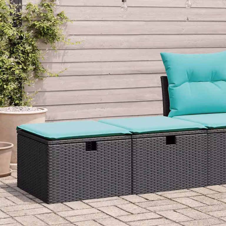 Maison Exclusive - Set Divani da Giardino con Cuscini 2 pz Nero Polyrattan Acacia
