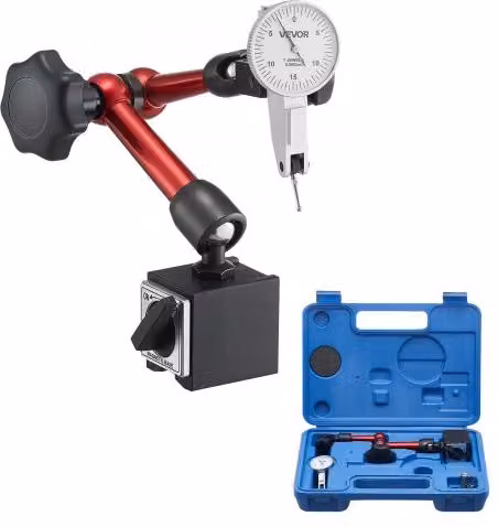 Indicatore di prova a quadrante VEVOR con base magnetica universale e custodia, precisione 0,01 mm, intervallo 0-0,76 mm, multicolore