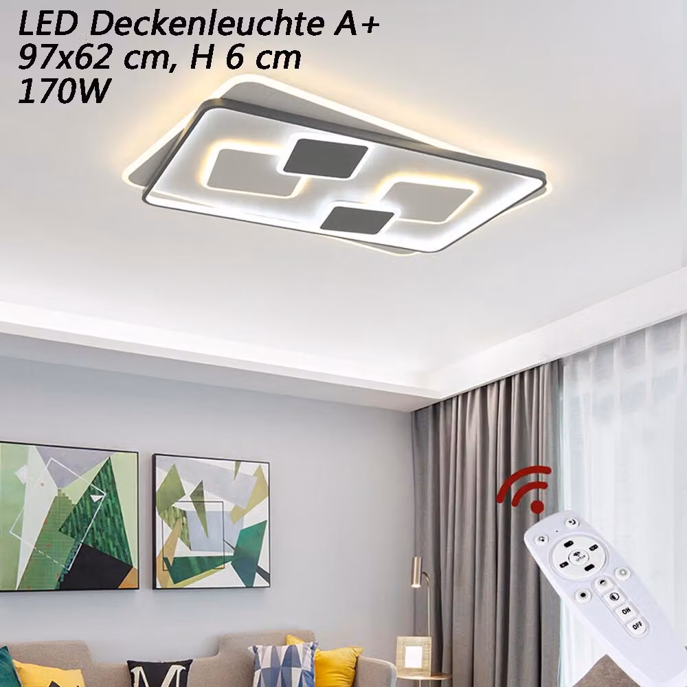 Eurohandisplay 9643-CFX: plafoniera LED di 97x62 cm con telecomando, con possibilità di regolare il colore e l'intensità della luce
