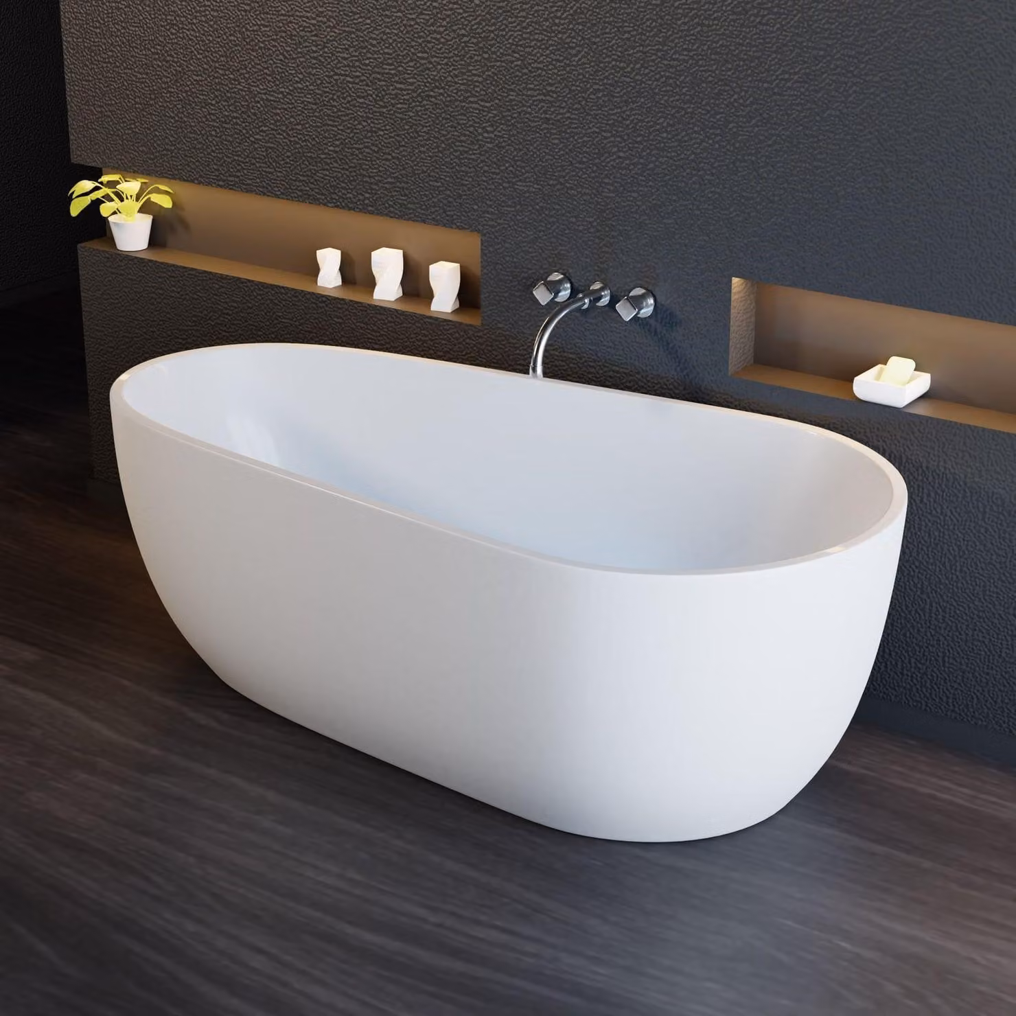 Vasca da bagno freestanding 175 x 90 x 63 cm, vasca in acrilico, vasca da bagno freestanding, acrilico sanitario Dia, bianco