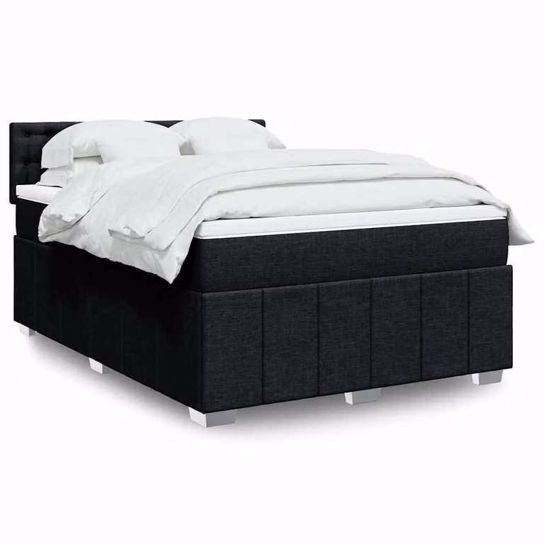 vidaXL Giroletto a Molle con Materasso Ibrido in Tessuto Nero L/P/H: 140 x 200 cm