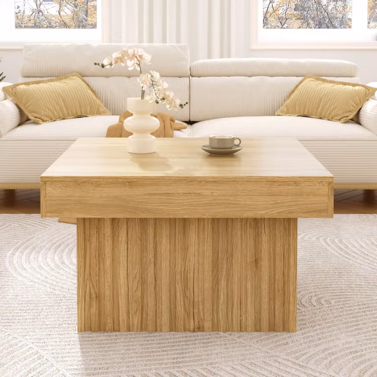 Sweiko Elegante tavolino in legno con piano in PB e base in MDF - Design moderno, robusto e versatile, ideale per soggiorno, sala da pranzo e ufficio - 79x79x46 cm