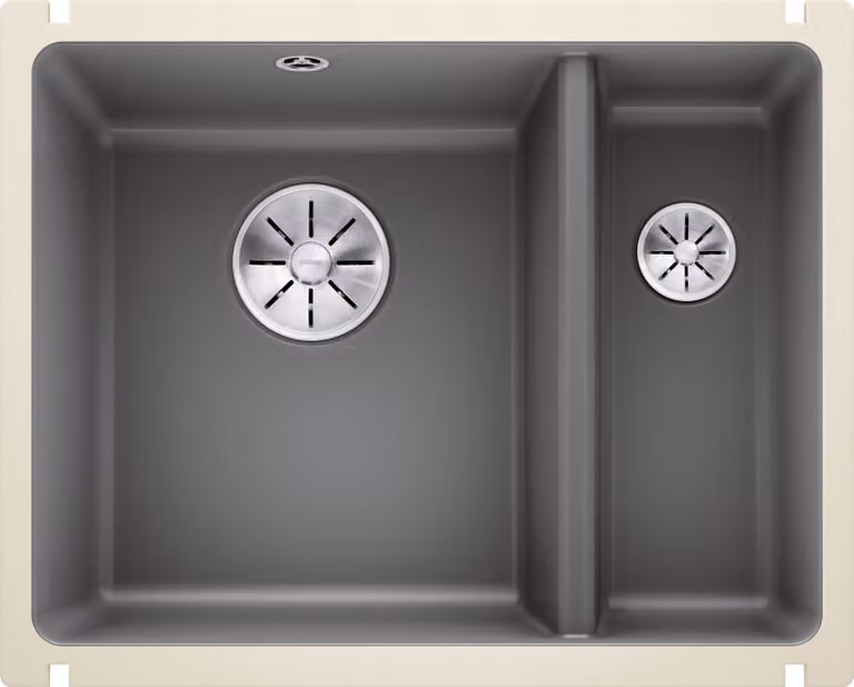 BLANCO SUBLINE 350/150-U lavello sottopiano / Vetroceramica / basalto / vasca sinistra / tappo