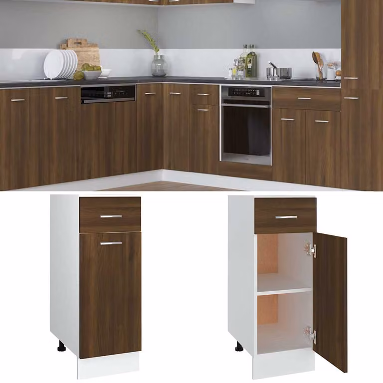 Mobile da cucina con cassetto e ante vidaXL Lyon Rovere Marrone L: 30 cm, P: 46 cm, H: 81,5 cm