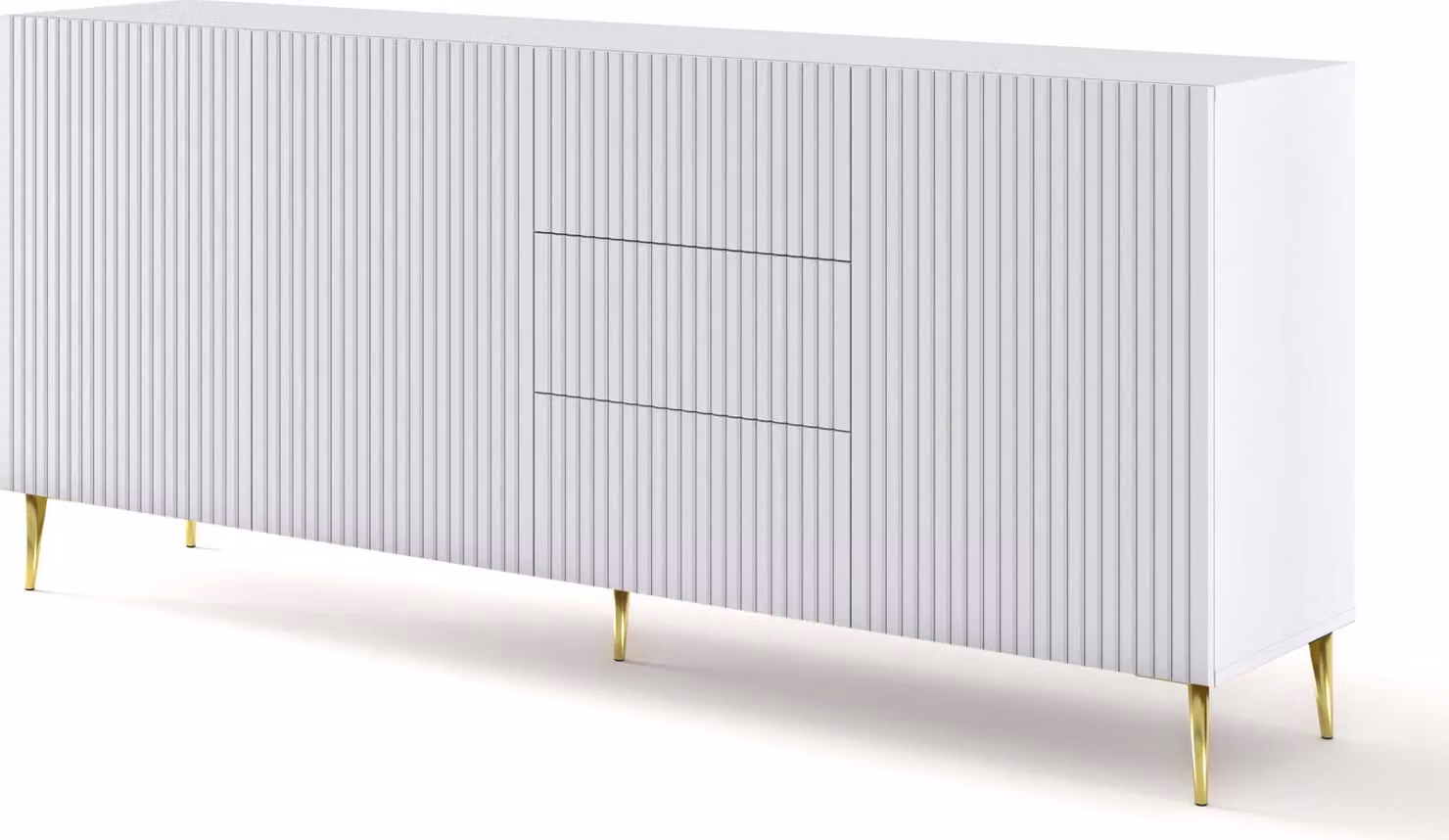 FURNLUX Credenza Ravenna B Bianco e Oro 200cm / Colore principale: Bianco / Dimensioni: 200 x 87 x 42 cm