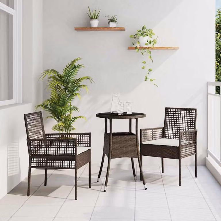 Maison Exclusive - Set da Pranzo per Giardino 3 pcs Marrone Poly Rattan