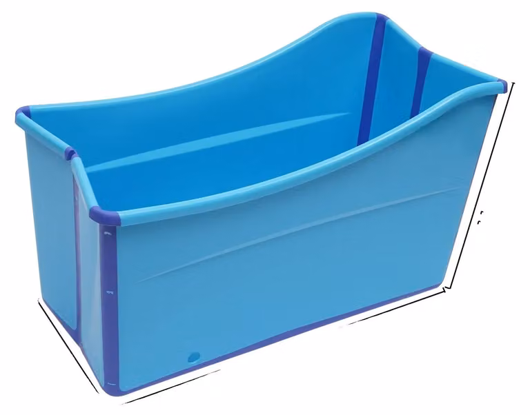 Vasca da bagno pieghevole, design portatile, facile da montare, blu
