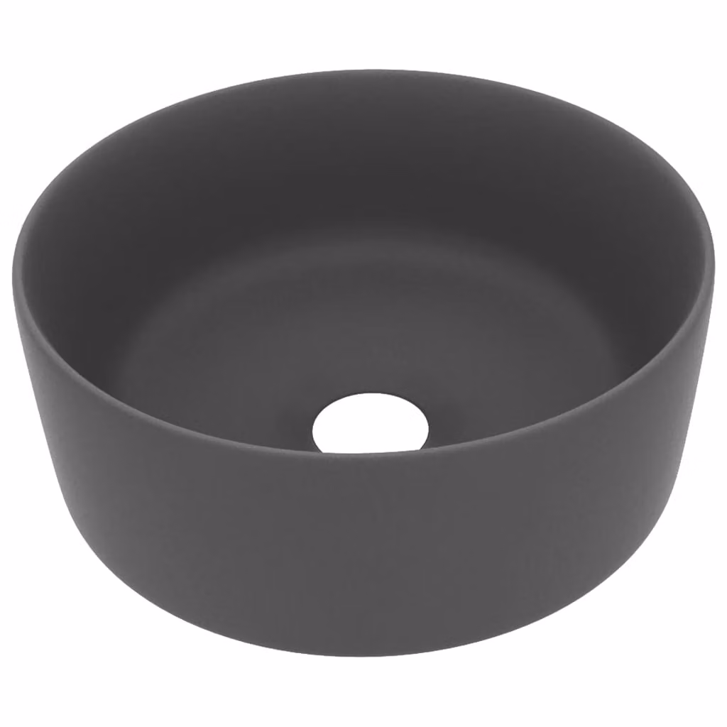 Lavandino Lusso Rotondo Grigio Scuro Opaco 40x15 cm in Vetroceramica