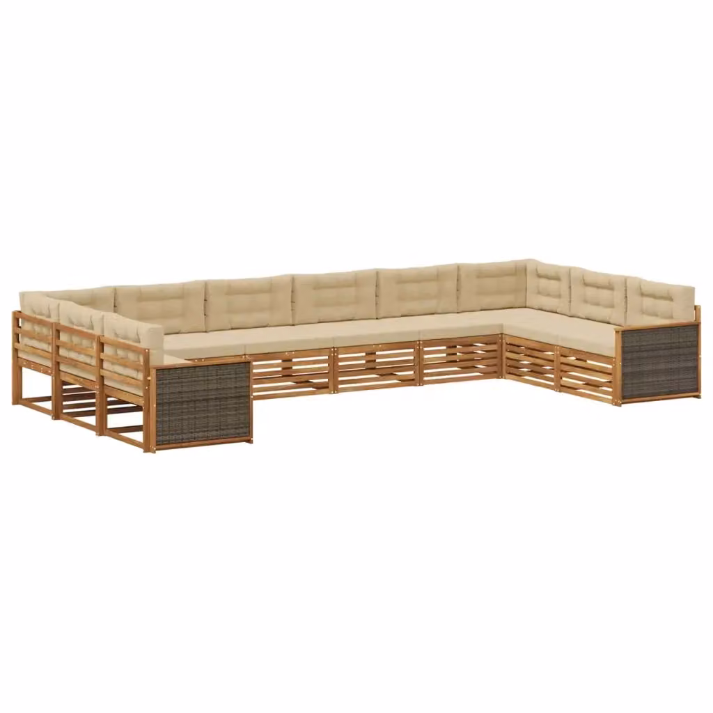 Set di 10 divani da giardino vidaXL in legno di acacia massello color beige per esterno e terrazza – 2