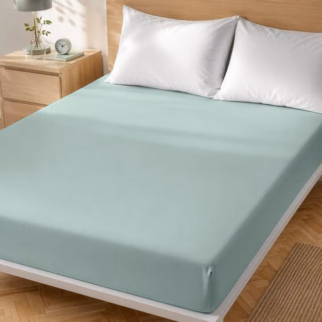 Lenzuolo con angoli elasticizzati KASANOVA in cotone traspirante verde L/P: 180 x 200 cm