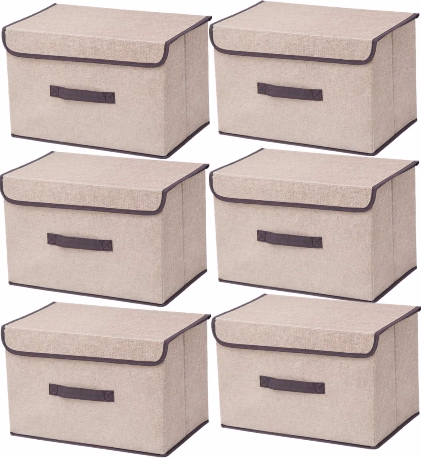 Cesto portaoggetti in tessuto, dimensioni 36x23x24 cm, confezione da 6 pezzi, con coperchio e maniglie, ideale per abbigliamento