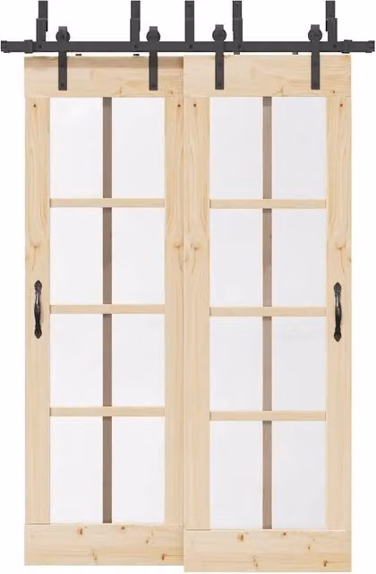 Kit di Binari per Porte Scorrevoli vidaXL in Acciaio Nero Opaco 152,5 cm