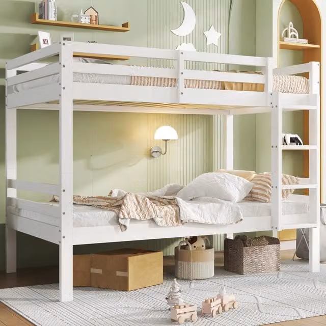 letto a castello legno bianco 90x200 cm