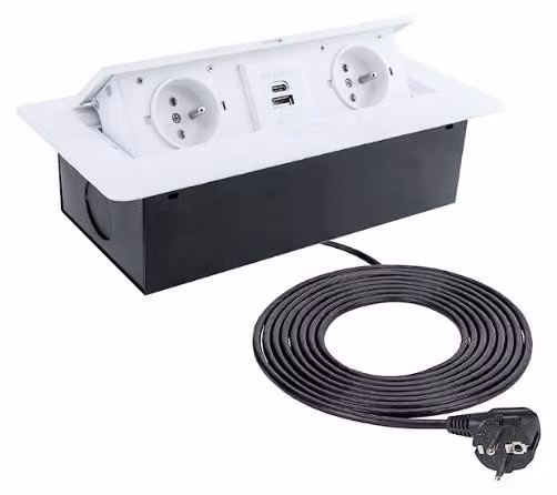 DesignLight Kombi-Box: Placca a incasso con prese multiple e porte USB A e C, colore bianco