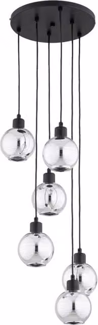 Lampadario a sospensione ARVENE Alfa nero e cromo con 6 lampadine E14