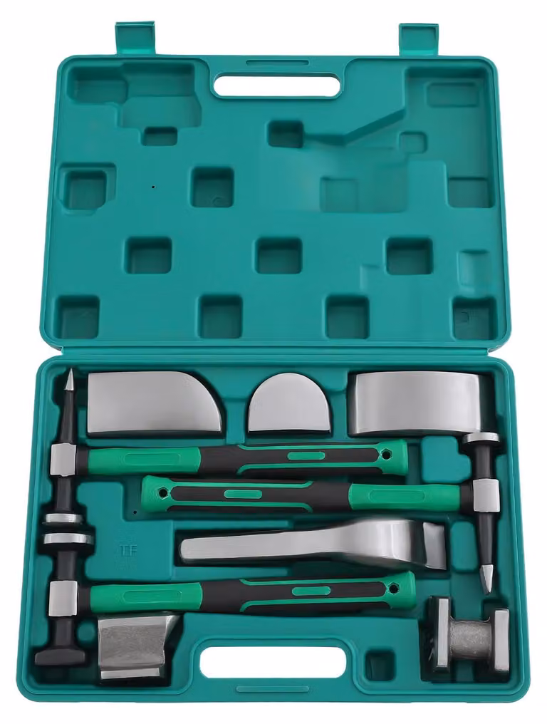 Kit di riparazione per ammaccature, set di 9 utensili, struttura in acciaio resistente, colore verde