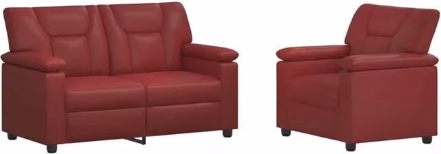 Set di 2 divani moderni vidaXL in similpelle rosso con struttura in metallo per il tuo soggiorno