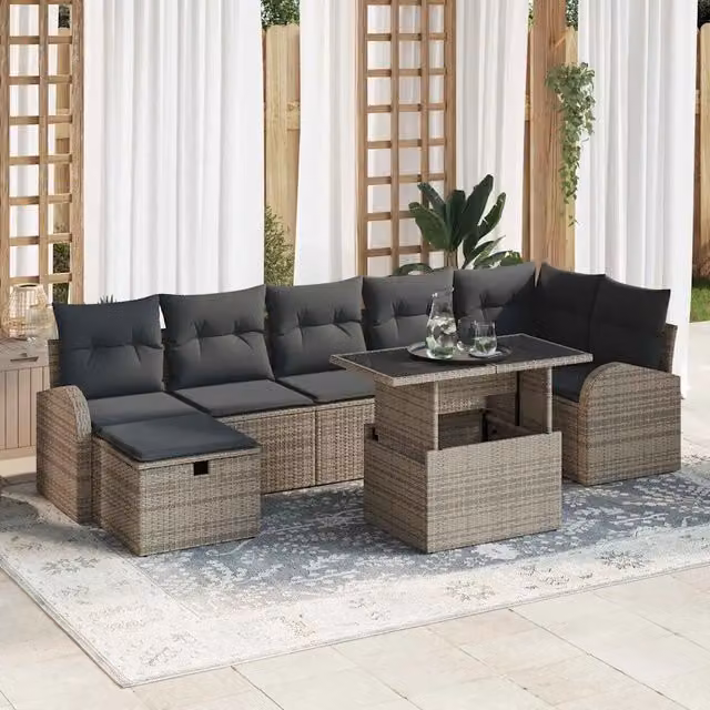 Set Divano da Giardino 8 pz Grigio polyrattan 3361098