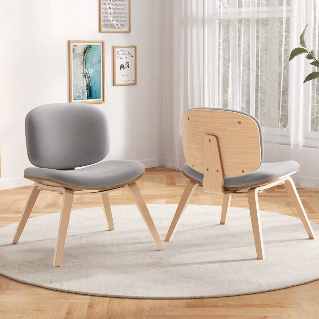 Sedia moderna Design Mania con schienale curvo e sedile imbottito in tessuto Grigio chiaro per cucina e soggiorno – 2