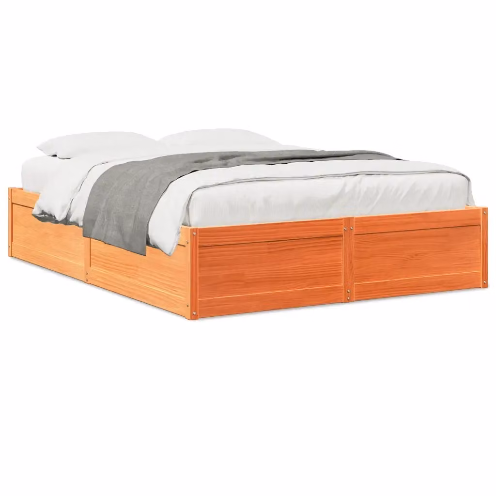 Letto moderno in legno di pino color marrone cera vidaXL L/P: 140 x 190 cm – 2