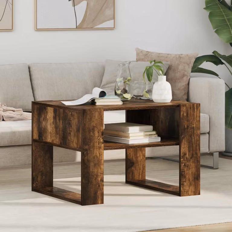 Tavolino da salotto moderno vidaXL in rovere color marrone L 66 cm x P 53 cm x H 45 cm