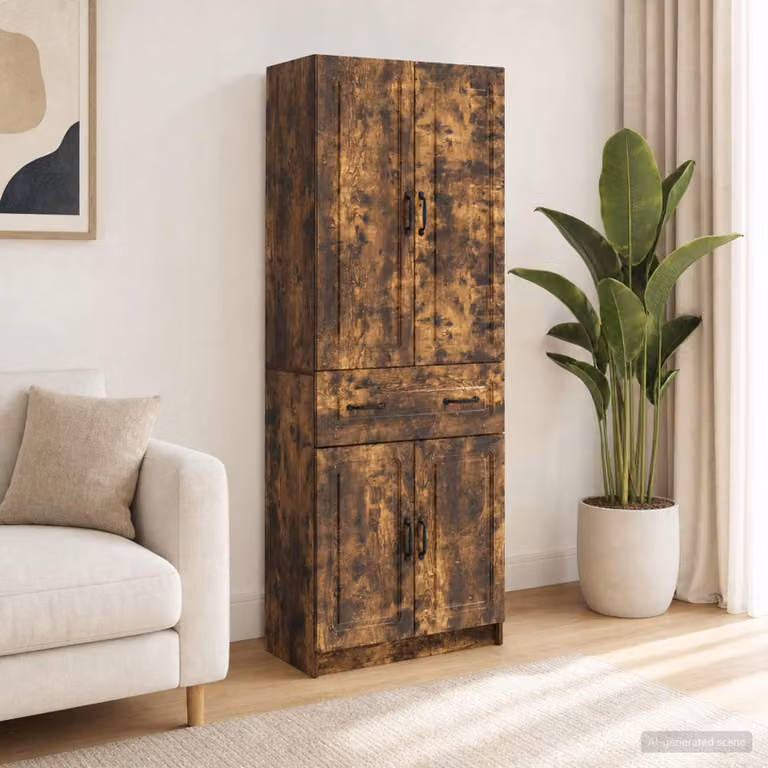 Set di 2 armadi da parete vidaXL in legno ingegnerizzato rovere marrone con ripiani interni e ante a battente per giardino o balcone L/P/H: 87,0 x 34,5 x 66,0 cm