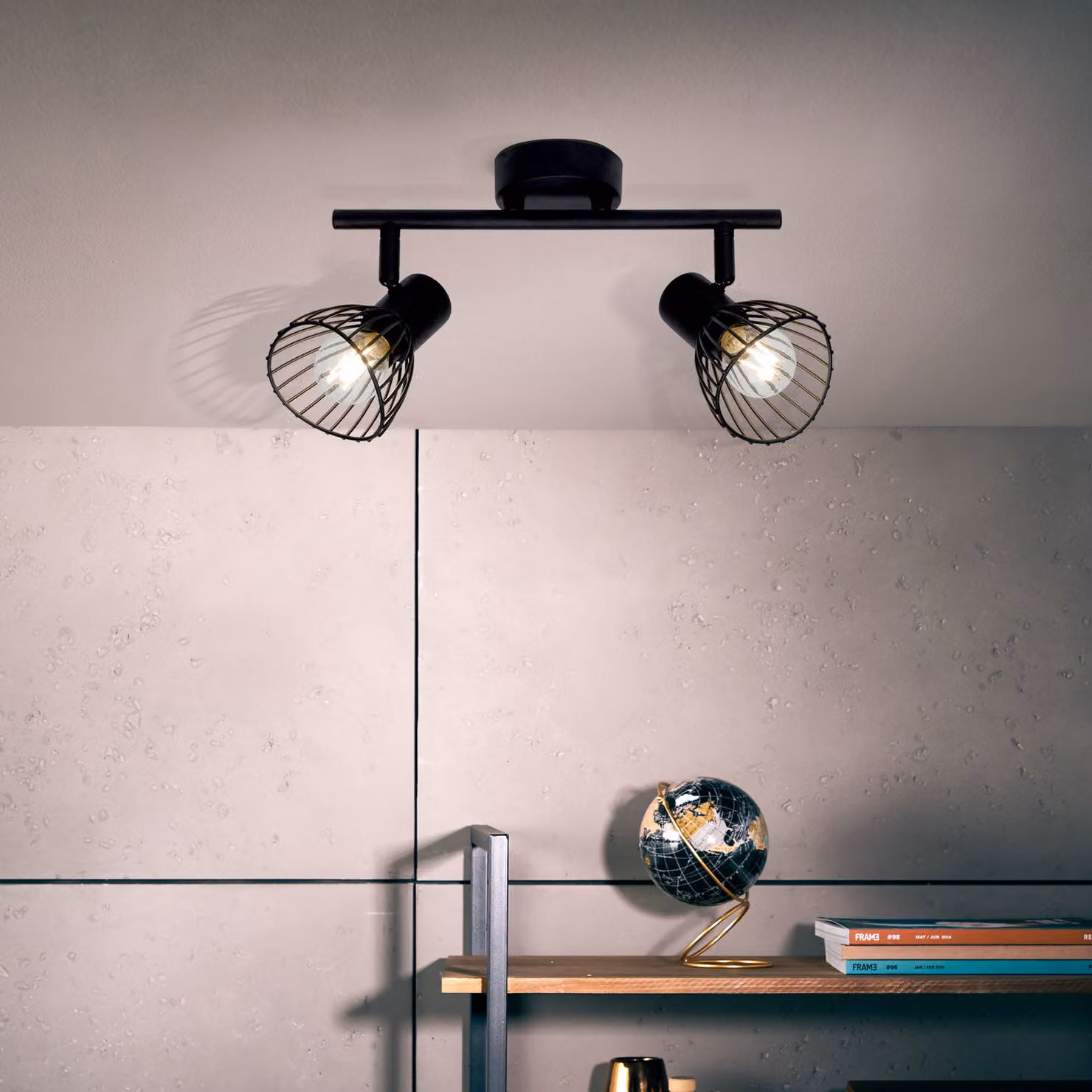 BRILLANTE tubo spot Elhi | moderno faretto da soffitto | metallo | nero | 2 fiamme | teste orientabili | 2x E14 max. 40 W
