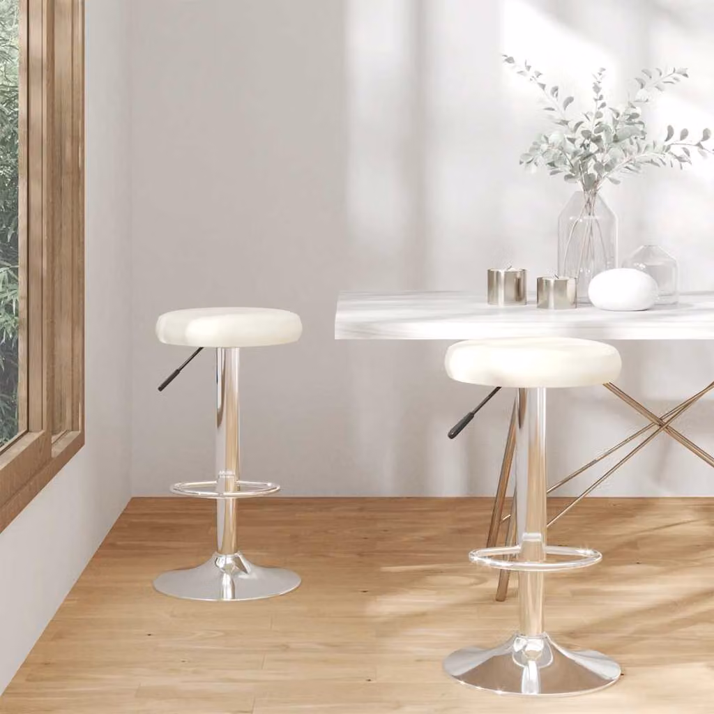 Set di 2 sgabelli da bar vidaXL in similpelle beige con struttura in metallo per cucina e sala da pranzo