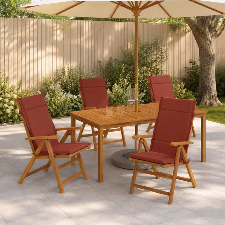 Set di 4 cuscini per sedia alta vidaXL GEMERT in poliestere, colore rosso