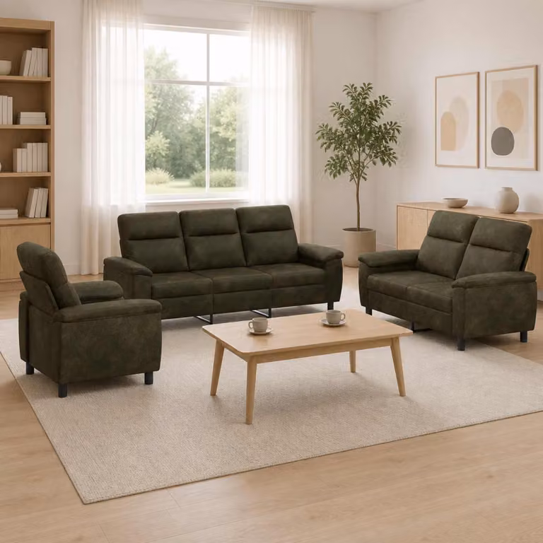 Set di 3 divani moderni vidaXL in pelle sintetica verde per soggiorno