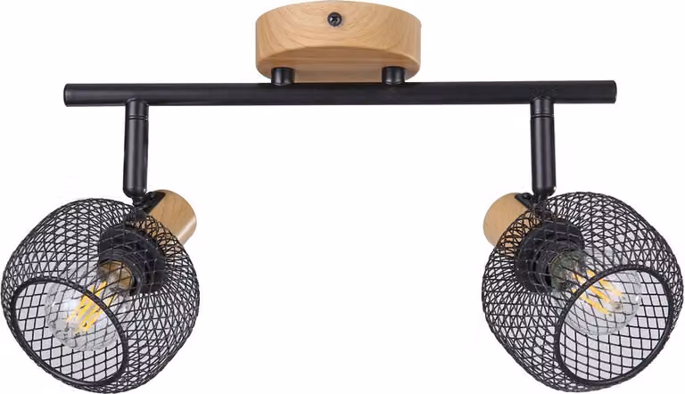 Faretto da parete e soffitto faggio / nero opaco E14 2x40W Grendel 3128 Rabalux
